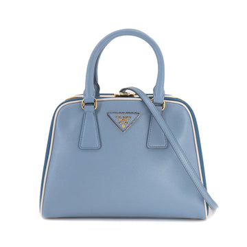 PRADA Saffiano 2way hand shoulder bag leather blue white BL0865 Hand Shoulder Bag
