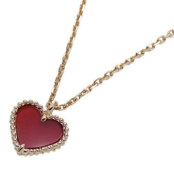 VAN CLEEF & ARPELS Necklace Sweet Alhambra Women's 750PG Carnelian Heart Pink Gold VCARN59N00 Polished