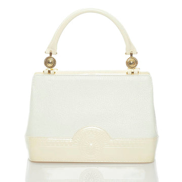 Versace sunburst handbag white leather patent ladies VERSACE