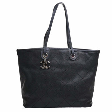 CHANEL Caviar Skin On the Road Tote Bag Black Ladies