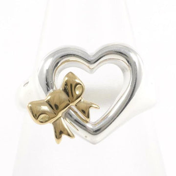TIFFANY Heart Ribbon K18YG Silver Ring No. 9 Gross Weight Approximately 4.3g Jewelry