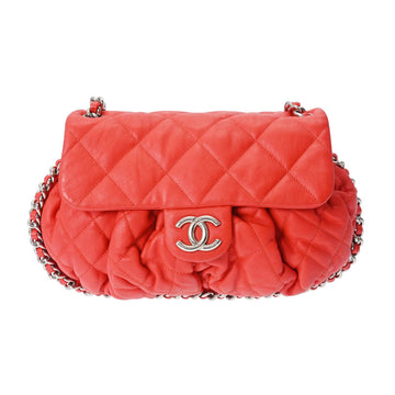 CHANEL Chain Around Shoulder Solded Product Red 9889 Women's Calf Bag