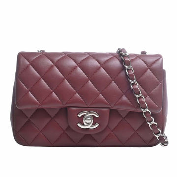 CHANEL Lambskin Matelasse Coco Mark Chain Shoulder Bag Bordeaux Ladies