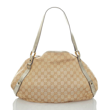 Gucci GG Canvas Abbey Shoulder Bag 130736 Beige Gold Leather Ladies GUCCI