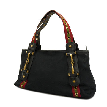 GUCCIAuth  Sherry/Horsebit 144188 Women's Canvas,Leather Handbag Black