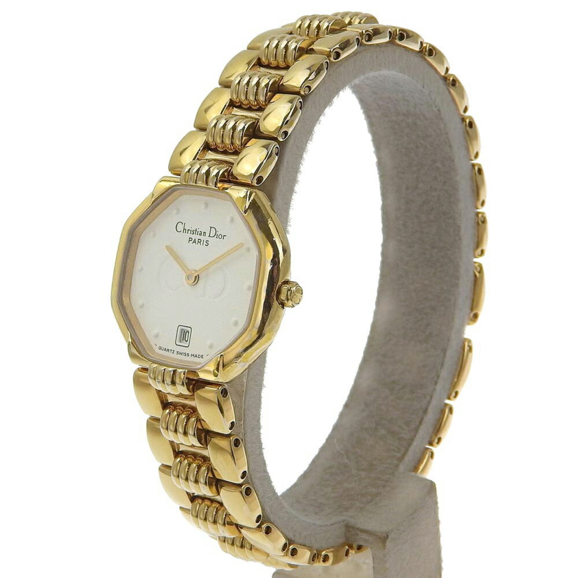 CHRISTIAN DIOR Watch 48.153 Gold Plated Swiss Made Quartz Analog Displ