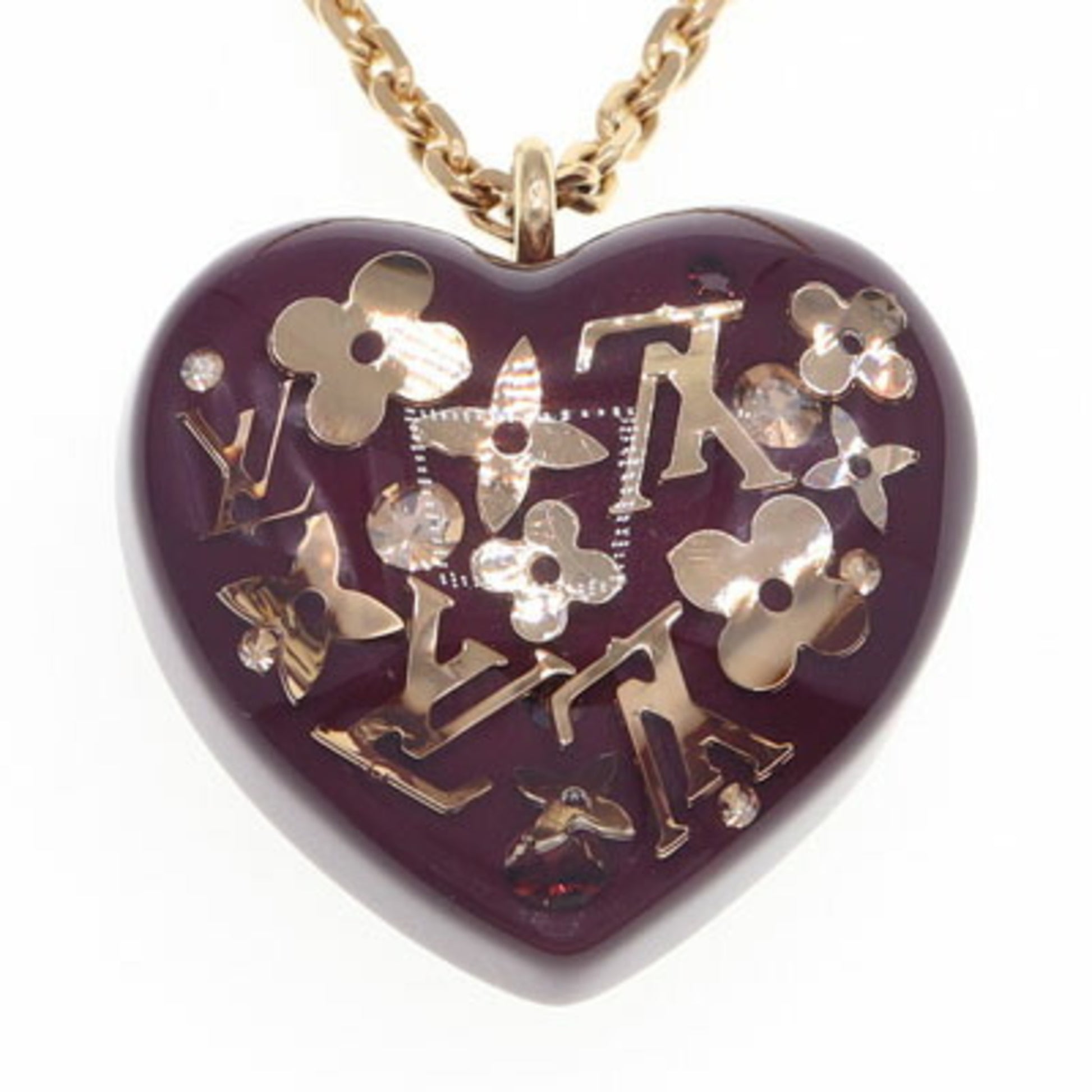 Louis Vuitton M66294 Necklace Pendant Inclusion Heart Clear Red