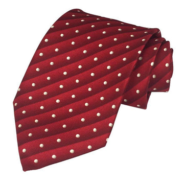 BVLGARI Tie Dot Pattern 100% Silk Red x White Men's