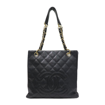 CHANEL PST Chain Tote Bag A20994 Black Caviar Skin