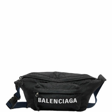 BALENCIAGA Wheel Body Bag Waist 528862 Black Nylon Women's