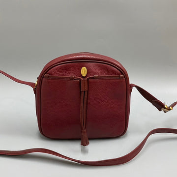 CARTIER Vintage Mustline Logo Hardware Leather Genuine Mini Shoulder Bag Pochette Wine Red