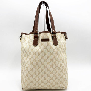 GUCCI GG Pattern Tote Bag Shoulder White x Brown Supreme Ladies 189896 Reasonable