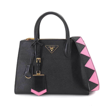 PRADA Paradigm 2way Hand Shoulder Bag Saffiano Leather Black Pink 1BA103