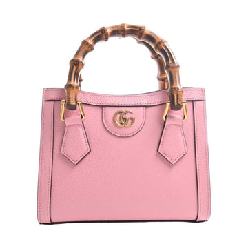 GUCCI Bamboo Leather Double G Diana 3WAY Tote Bag 702732 Pink Ladies