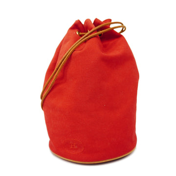 HERMESAuth  Polochon Mimil Poroshon Mimir PM Canvas Shoulder Bag Red Color