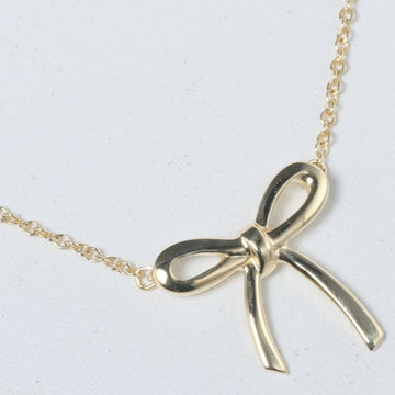 TIFFANY Bow Ribbon Necklace K18YG Yellow Gold &Co. Women's