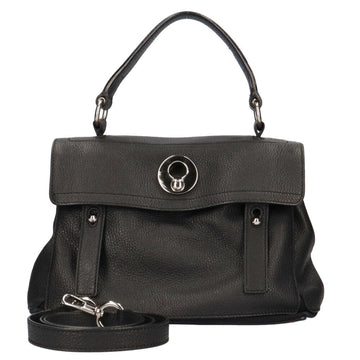 YVES SAINT LAURENT Muse Toe Shoulder Bag Calf Black Ladies