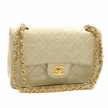 CHANEL Chain Shoulder Bag Matelasse Women's Beige Calfskin W Flap Cocomark