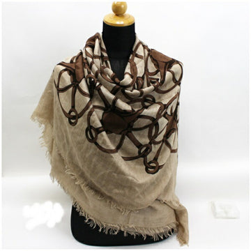 GUCCI Large Stole Shawl Beige x Brown Rayon Wool 367222 3G883  Women's Men's