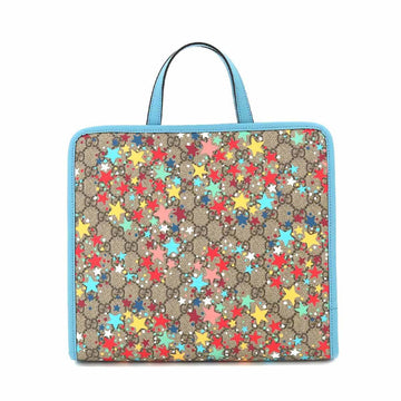 GUCCI Children's GG Supreme Star Print Tote Bag Leather Light Blue Multicolor 605614 Childrens Printed