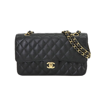 CHANEL Matelasse 25 Chain Shoulder Bag Caviar Skin Black A01112 Gold Hardware Coco Mark