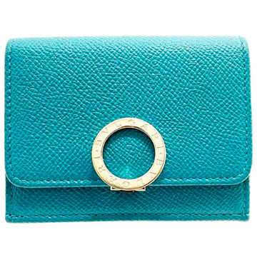 BVLGARI Wallet  Trifold Leather Blue Green 288652 Clip W
