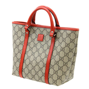 GUCCI GG Supreme Children's Handbag Tote Kids Khaki Red PVC Leather 297557 Women's