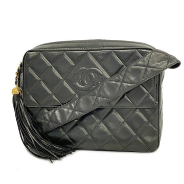 CHANEL Shoulder Bag Matelasse Lambskin Black Ladies