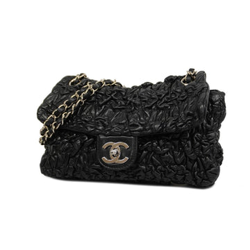 CHANEL Shoulder Bag Chain Leather Black Silver Hardware Women's