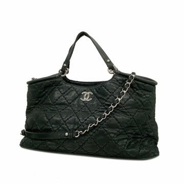 CHANEL Handbag Wild Stitch Chain Shoulder Leather Navy Ladies