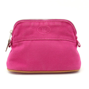 HERMES Bolide Pouch 15 Canvas Leather Fuchsia Pink