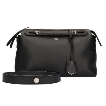 Fendi visor way shoulder bag punching leather black ladies