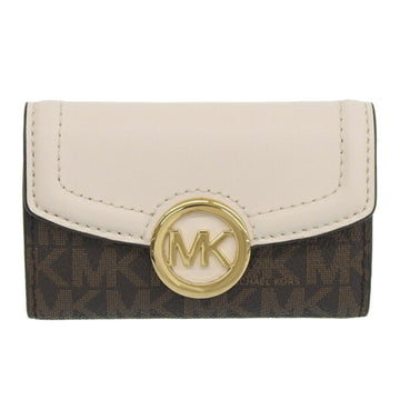 MICHAEL KORS FULTON MK Signature 6-row Key Case 35S0GFTP5B White/Brown Women's