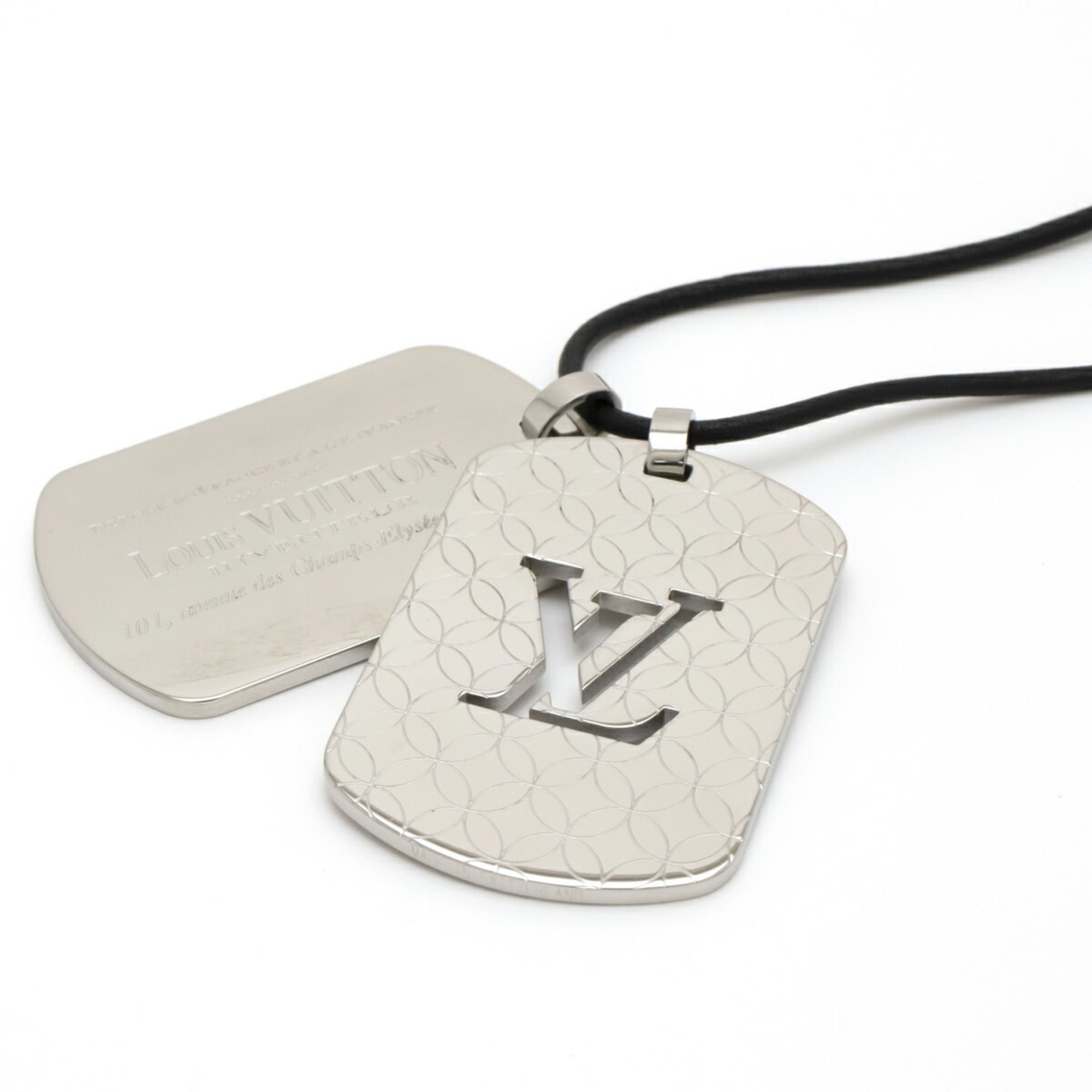 Louis Vuitton Dog Tag Necklace Pendant Champs-Elysees Silver Metal  ref.293710 - Joli Closet