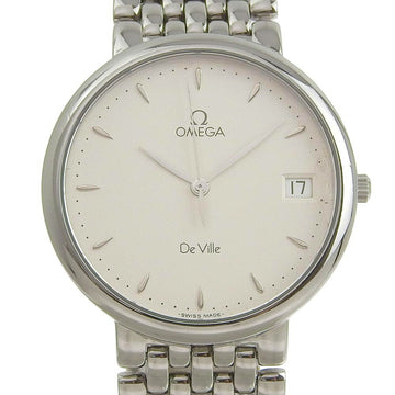 Omega Deville/Deville Stainless Steel Silver Quartz Analog Display Men's White Dial Watch