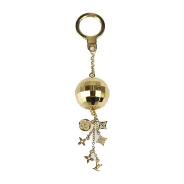 LOUIS VUITTON Portocle Glitter Mirror Ball Keychain M65379 Metal Gold Key Ring Bag Charm