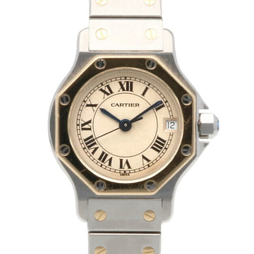 CARTIER Santos Octagon Watch Stainless Steel 187903 Quartz Ladies