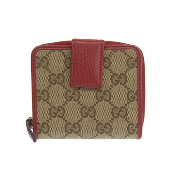 GUCCI GG Canvas Folio Compact Wallet Brown/Red