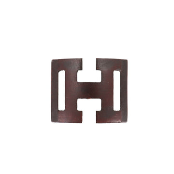 HERMES H scarf ring belt buckle wood dark brown accessories Scarf Ring