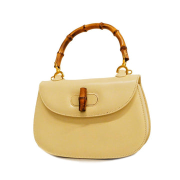 GUCCI handbag bamboo 001 1014 0188 leather ivory gold hardware ladies