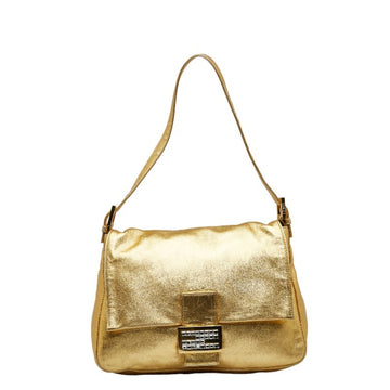 FENDI Mamma Bucket Shoulder Bag Gold Leather Women's