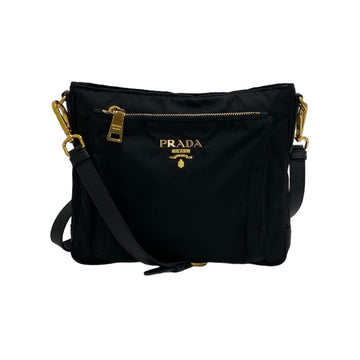 PRADA BT0693 Tessuto Shoulder Bag Black Men's Women's Z0005419