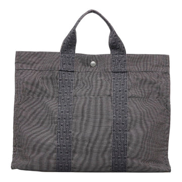 HERMES Yale Line Tote MM Bag Black Gray Canvas Women's