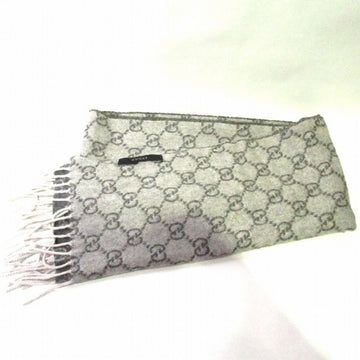 GUCCI GG pattern cashmere with fringe gray brand accessory muffler unisex