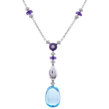 Bvlgari Mediterranean Eden K18WG Topaz Amethyst Diamond 750 Necklace