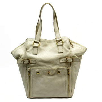 YVES SAINT LAURENT handbag leather ivory gold ladies