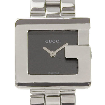 GUCCI G Logo Watch 3600L Stainless Steel Swiss Made Silver Quartz Analog Display Black Dial logo Ladies