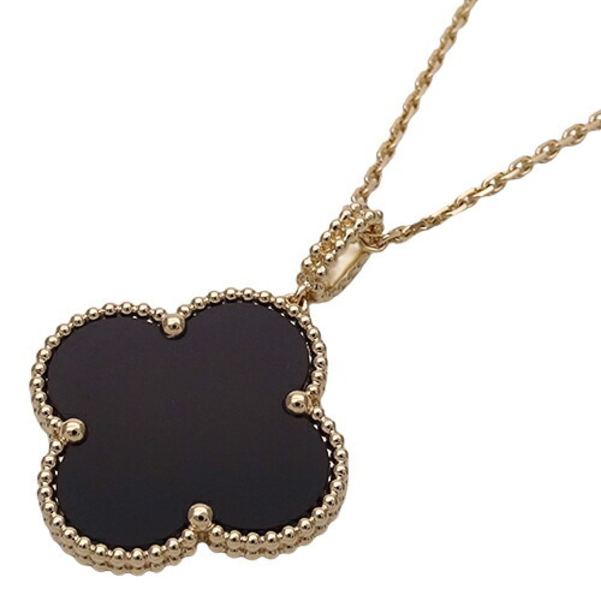 Van cleef onyx alhambra on sale necklace