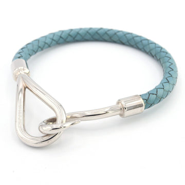 HERMES Bracelet Jumbo Blue Leather Metal Ladies