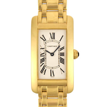 Cartier Tank American MM K18YG Men's Quartz Watch Ivory Dial W26014K2